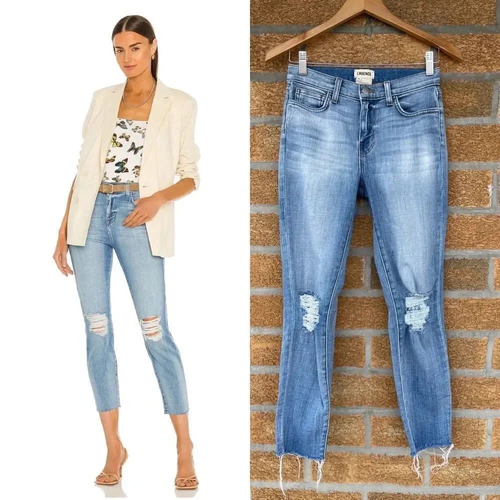 L'Agence El Matador French Slim Mid-Rise Jeans in Dry Ice sz 25